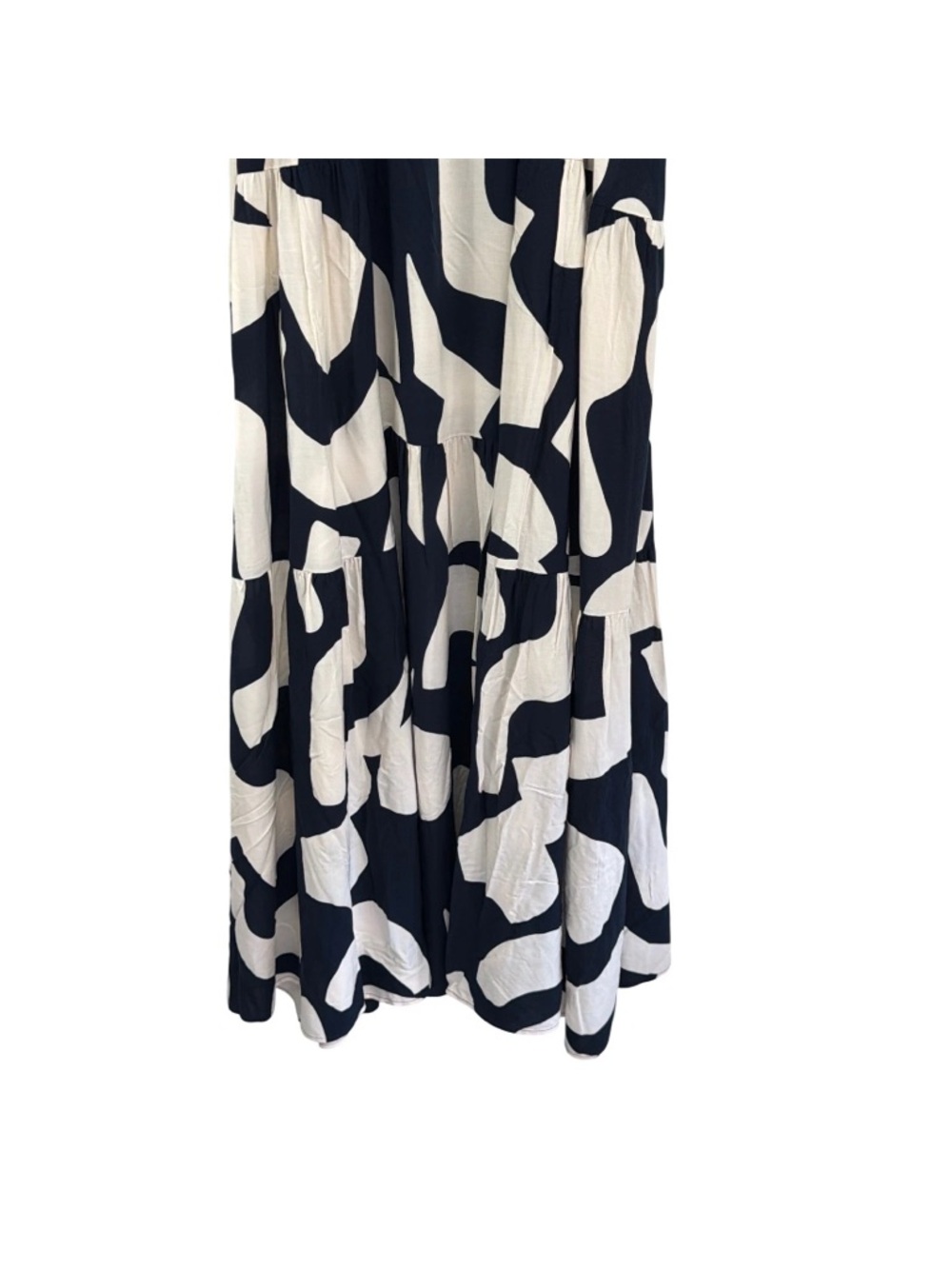 Abel The Label Maxi Dress L Navy White Abstract Tiered NWT Anthropologie Style - Picture 12 of 16